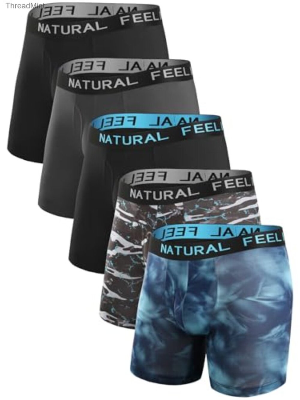 Mens Athletic Boxer Briefs 5 Pack Polyester Spandex Tag Free No Ride Up